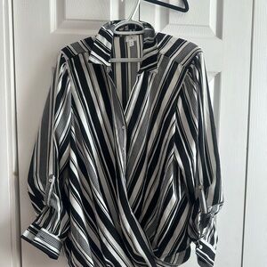 dressbarn Black and White Striped Blouse